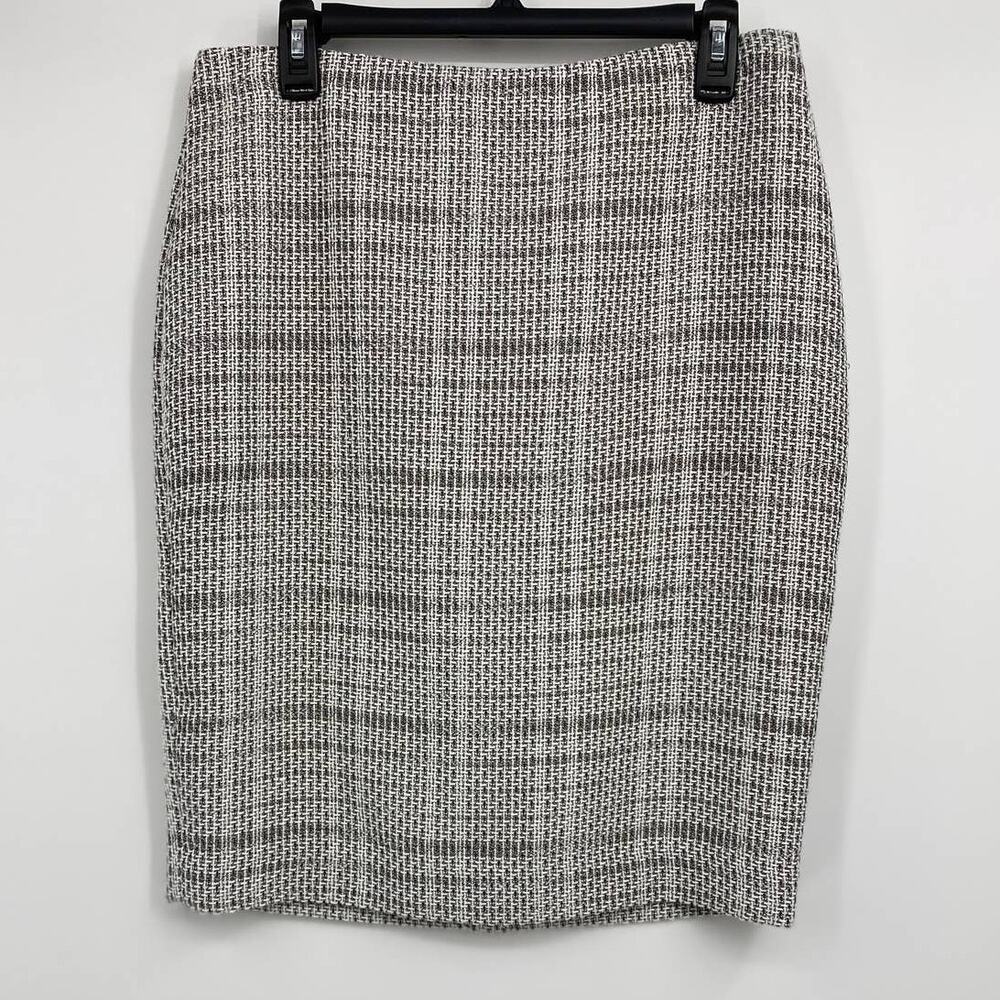 Karl Lagerfeld Paris Womens Black White Tweed Pencil Skirt NEW Sz 10 Knee Length